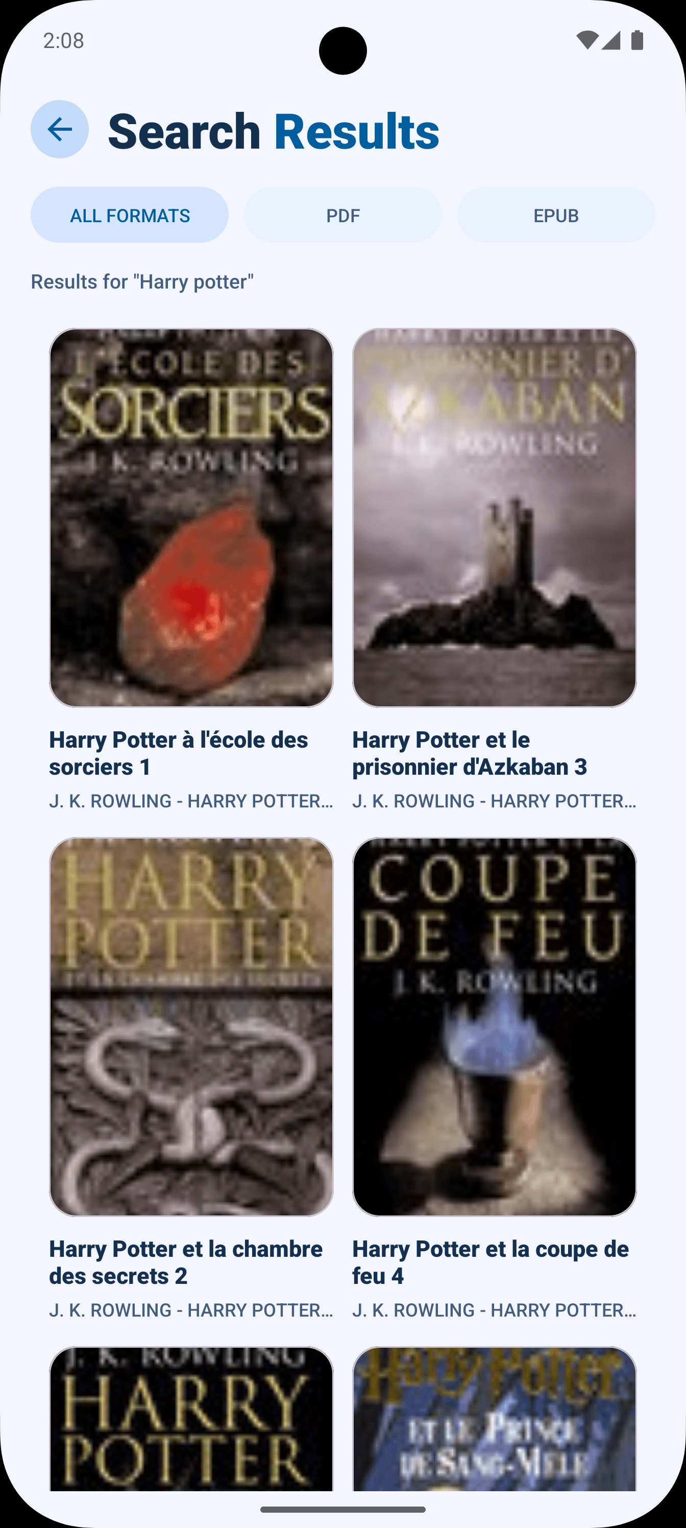 FriiBooks search results screen